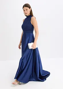 Maxi jurk met kant van glanzend satijn, bonprix