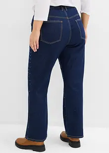 Straight jeans met comfortband met strass, mid waist, bonprix