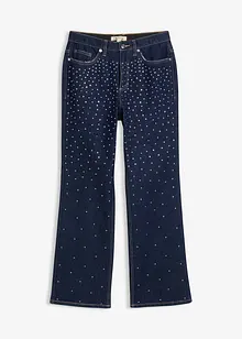 Straight jeans met comfortband met strass, mid waist, bonprix