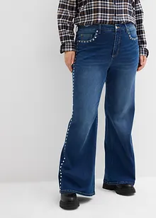Flared jeans met studs, high waist, bonprix