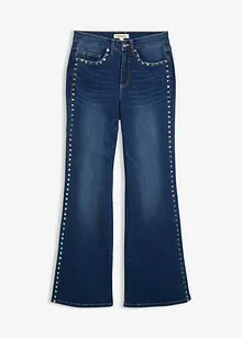 Flared jeans met studs, high waist, bonprix
