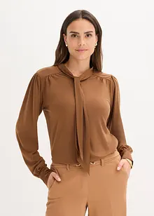 Shirt met viscose en satijnen strik, bonprix