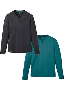 Henley longsleeve van biologisch katoen (set van 2), bonprix
