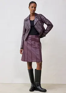 Uitlopende leren rok van lamsnappa, bonprix