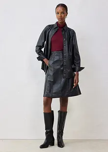 Uitlopende leren rok van lamsnappa, bonprix