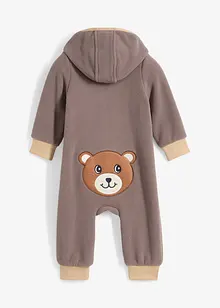 Baby fleece jumpsuit met capuchon, bonprix