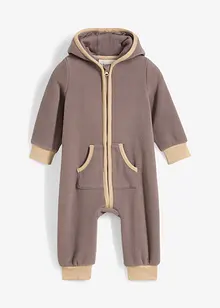 Baby fleece jumpsuit met capuchon, bonprix