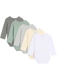 Baby rompertje met lange mouwen (set van 5) van biologisch katoen, bonprix