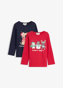 Meisjes kerst longsleeve van biologisch katoen (set van 2), bonprix