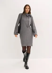 Gebreide jurk met strik in een zachte viscosemix, bonprix