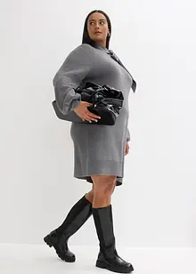 Gebreide jurk met strik in een zachte viscosemix, bonprix