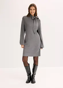 Gebreide jurk met strik in een zachte viscosemix, bonprix