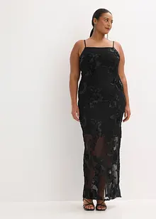 Maxi jurk met gebloemd borduursel, bonprix