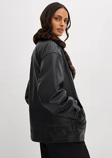 Imitatieleren jas met imitatiebont in luipaardprint, bonprix