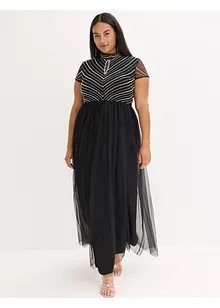 Maxi jurk met parelborduursel, bonprix