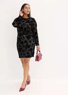 Mini jurk van fijne mesh met flockprint, bonprix