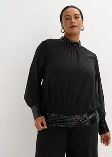 Blouse van fijne tule met pailletten, bonprix