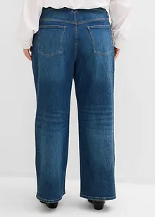 Wide leg jeans, mid waist, met glinsterende steentjes, bonprix