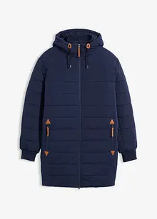 Gewatteerde parka met capuchon en imitatieleer, bonprix
