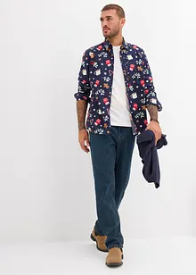 Overhemd van katoen met lange mouwen en een kerstdessin, bonprix