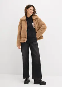 Oversized overhemd met borstzak in contrastkleur, bonprix