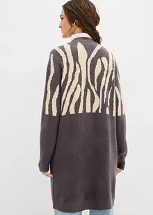 Lang gebreid vest met zebraprint, bonprix
