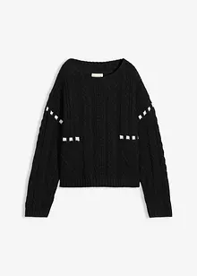 Grof gebreide trui met kabelpatroon, bonprix