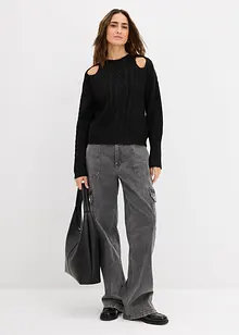 Grof gebreide trui met kabelpatroon, bonprix