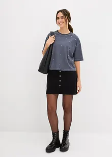 T-shirt met glittersteentjes van puur katoen, bonprix