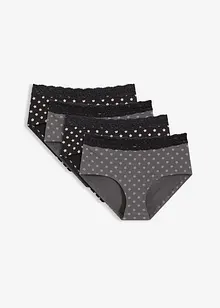 Maxi hipster (set van 4) met kant en biologisch katoen, bonprix