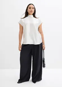 Blousetop van satijn met halfhoge kraag, bonprix