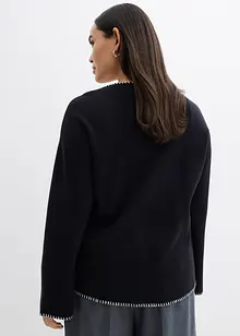 Gebreide vest van wolmix met contrasterende details, bonprix