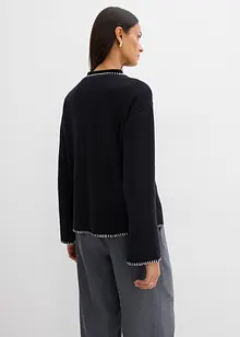 Gebreide vest van wolmix met contrasterende details, bonprix