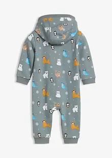 Baby sweat jumpsuit met capuchon van biologisch katoen, bonprix