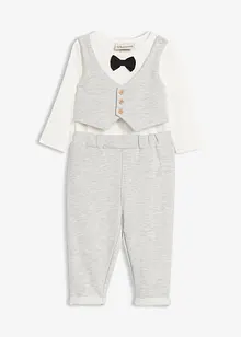 Feestelijk setje met romper, vlinderdas en broek van puur biologisch katoen (3-delig setje), bonprix