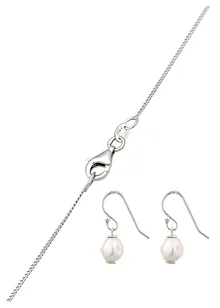 Elli ketting & oorringen van 925 sterling zilver (3-dlg. sieradenset), elli