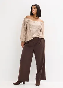 Oversized carmen-shirt met pailletten, bonprix