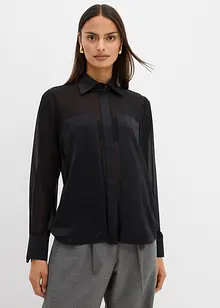 Overhemdblouse met inzetstuk van satijn, bonprix