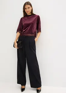 Shirt van fluweel met kant, bonprix