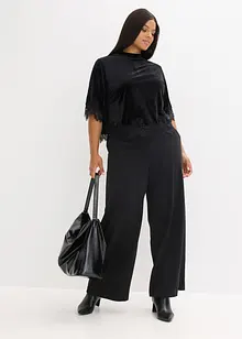 Shirt van fluweel met kant, bonprix