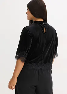 Shirt van fluweel met kant, bonprix