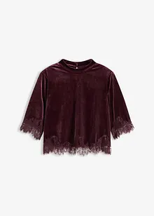 Shirt van fluweel met kant, bonprix
