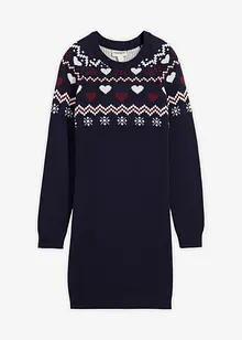 Gebreide meisjes jurk met Noors patroon, bonprix