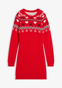 Gebreide meisjes jurk met Noors patroon, bonprix