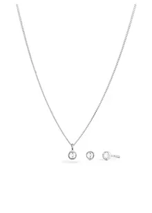 Ketting & oorringen van 925 sterling zilver (3-dlg. sieradenset), elli