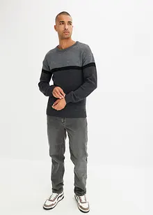 onderhoudsvriendelijke trui met ronde hals in colourblocking-design, bonprix