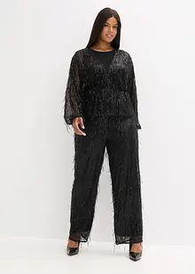 Paillettenblouse met franjes, bonprix