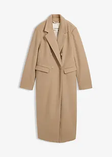 Lange jas in wollen look met dubbele knopen, bonprix