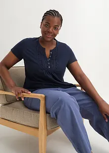 Katoenen shirt van slub garen, korte mouw, bonprix