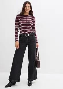 Geribde longsleeve in een biologische katoenmix, bonprix